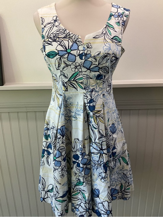 Db Established 1962 Dresses & Skirts - Blue Floral Fit & Flare Dress Open Back Pockets Size 10 Medium